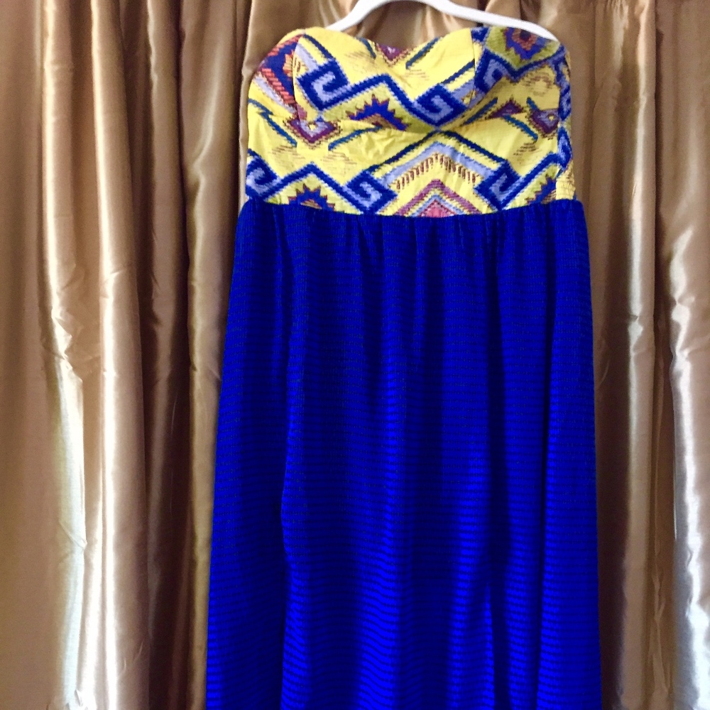 Bright Blue and Yellow Maxi Dress